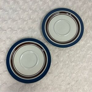 Carousel Stoneware 802 Blue Saucer Plate Brown Japan Lot of  Two